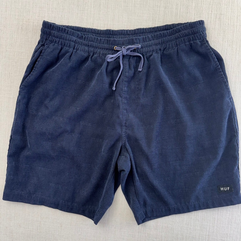 HUF F K It Jacquard Corduroy Shorts Men’s Large Navy Elastic Waist